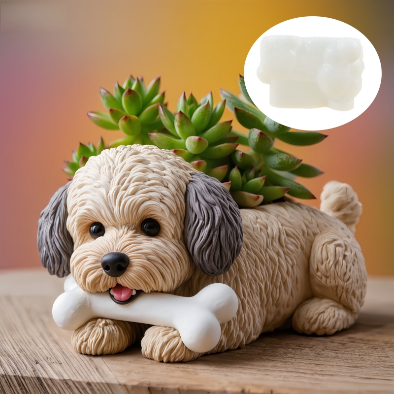 Ceramic Candle Vessel - Cute dog bone shape succulent plant