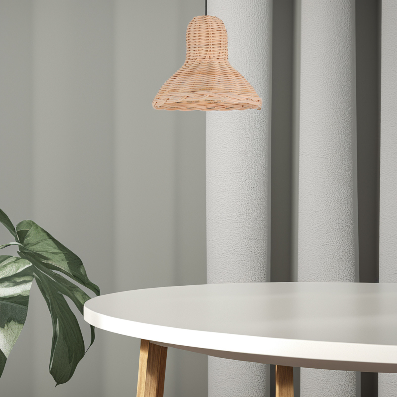 Wicker Pendant Shade - Rattan Handwoven Lampshade Rustic Style Hanging
