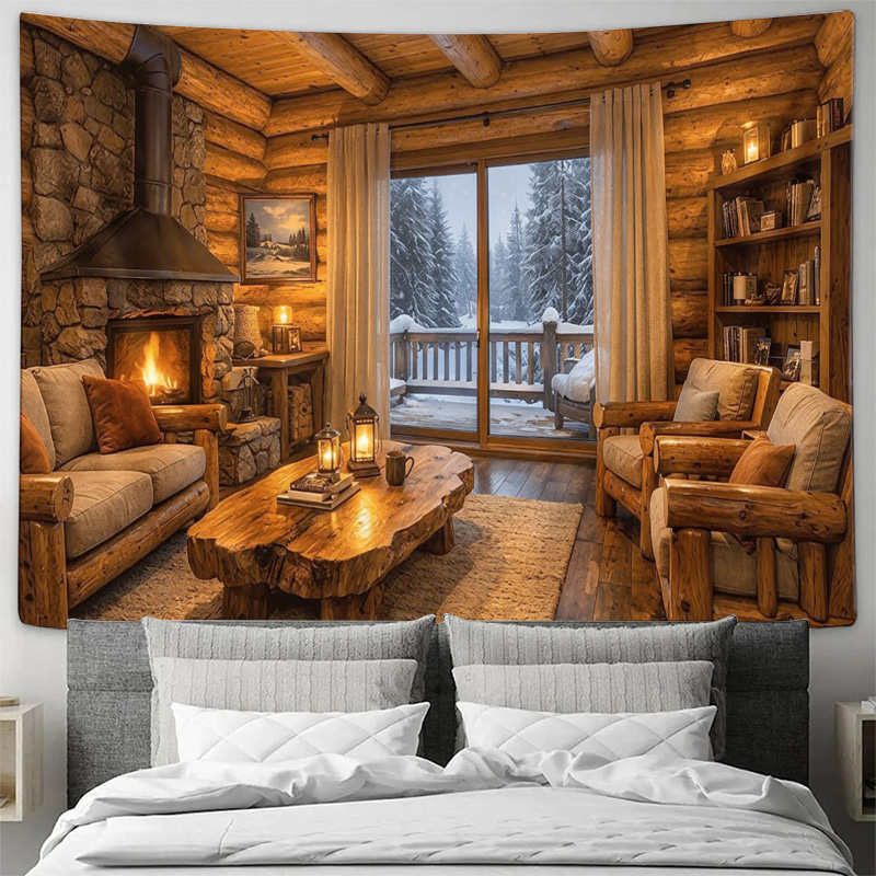 Cozy Wooden Cabin Fireplace In - огляд і ціна Interior Design Home Decor