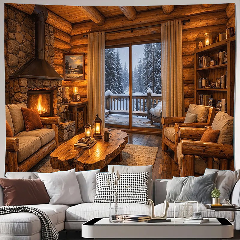 Cozy Wooden Cabin Fireplace In - огляд і ціна Interior Design Home Decor