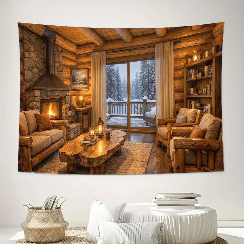 Cozy Wooden Cabin Fireplace In - огляд і ціна Interior Design Home Decor