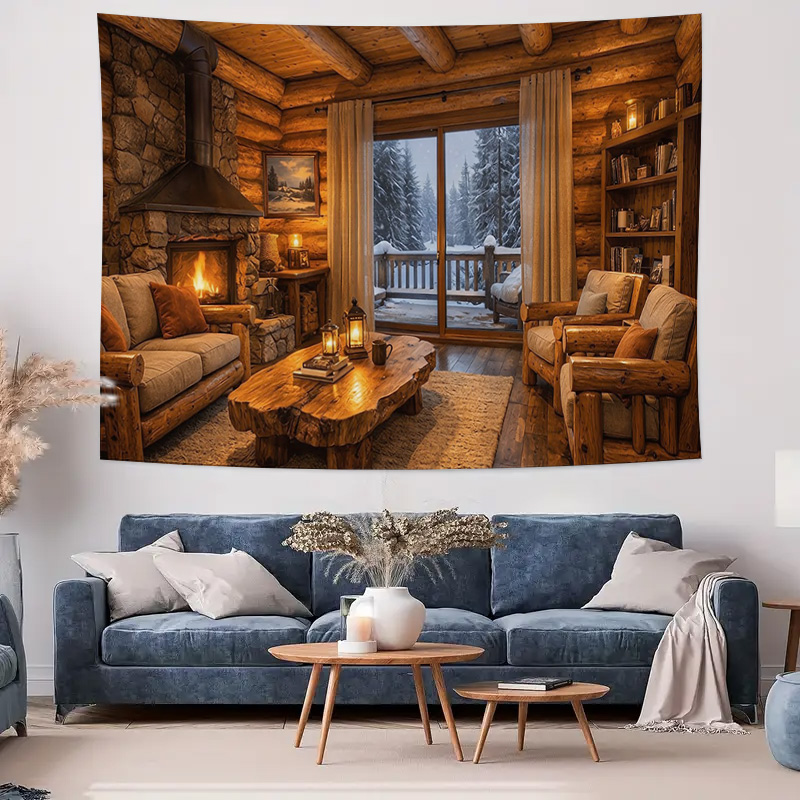 Cozy Wooden Cabin Fireplace In - огляд і ціна Interior Design Home Decor