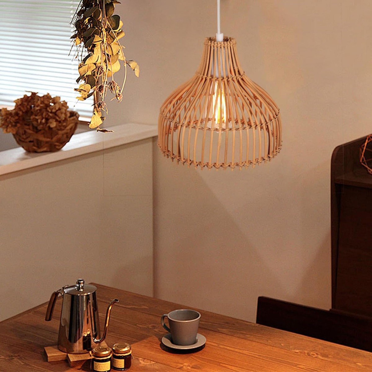 Rattan Woven Pendant Lamp Boho - огляд і ціна Wicker Pendant Shade