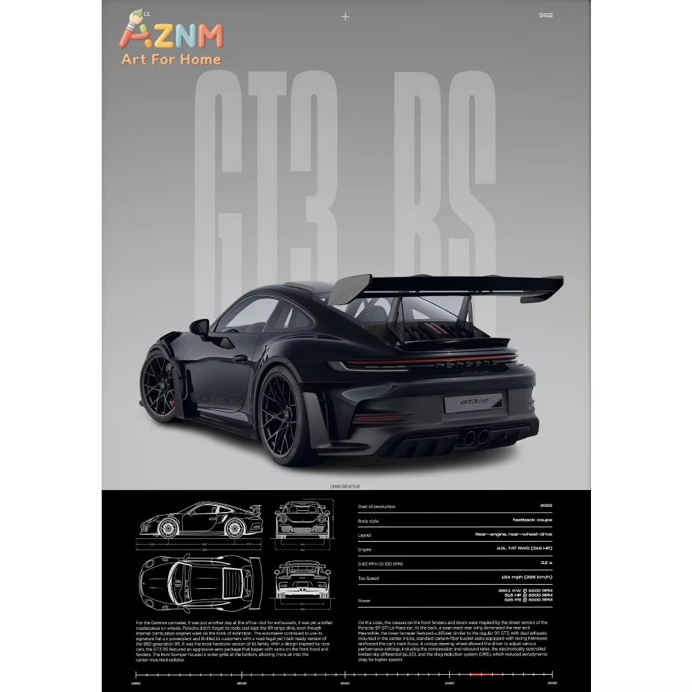 1pc Minimalist 911 GT3-RS 718  - огляд і ціна Interior Design Home Decor