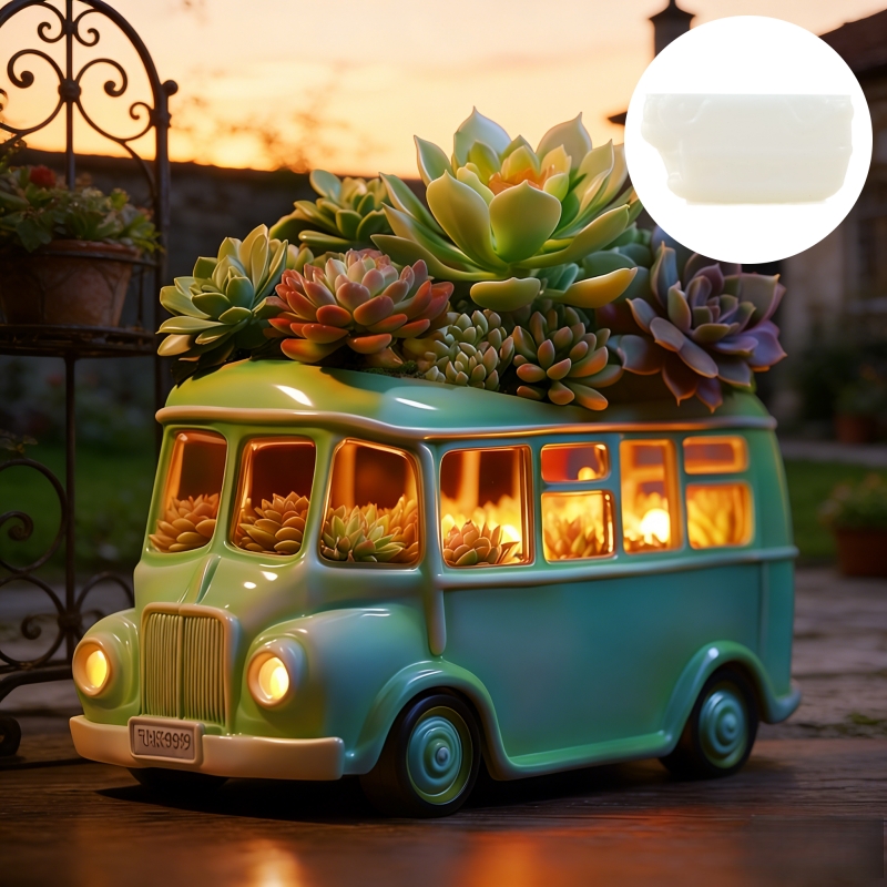 Bus succulent plant flowerpot  - огляд і ціна Ceramic Candle Vessel