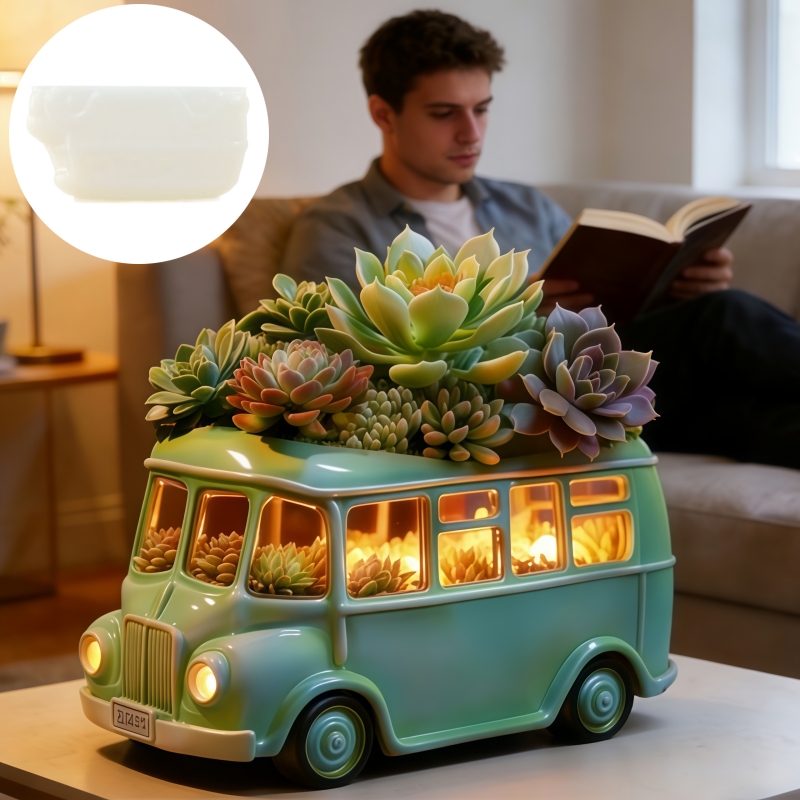 Bus succulent plant flowerpot  - огляд і ціна Ceramic Candle Vessel