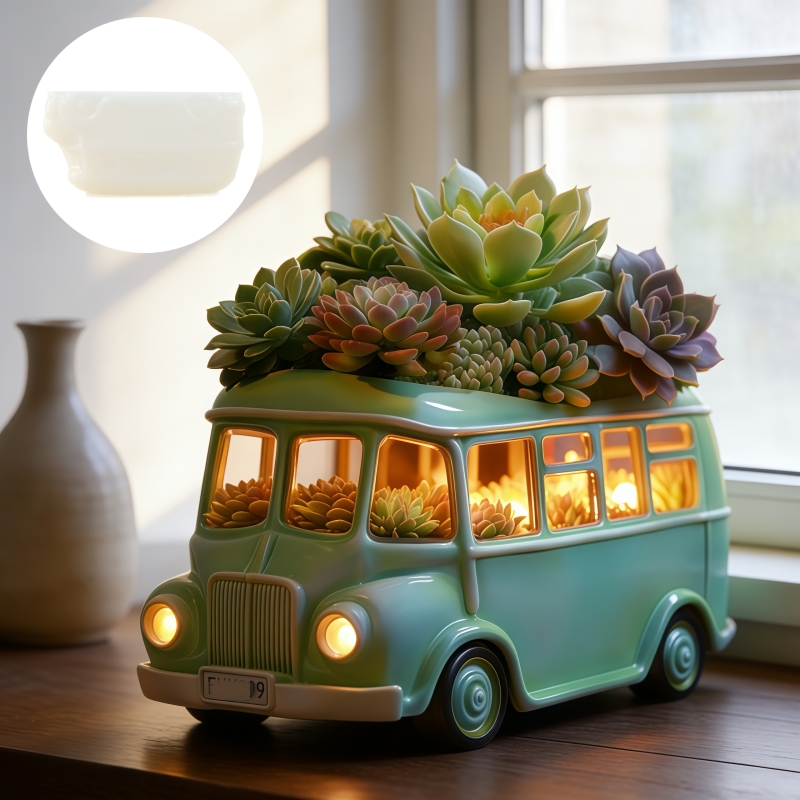 Bus succulent plant flowerpot  - огляд і ціна Ceramic Candle Vessel
