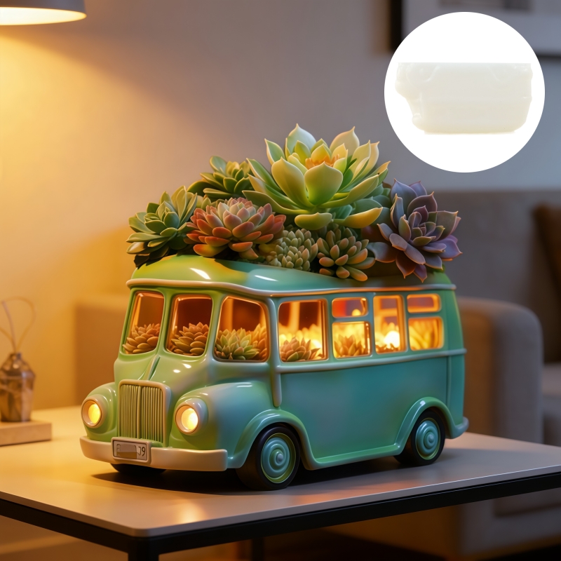 Bus succulent plant flowerpot  - огляд і ціна Ceramic Candle Vessel