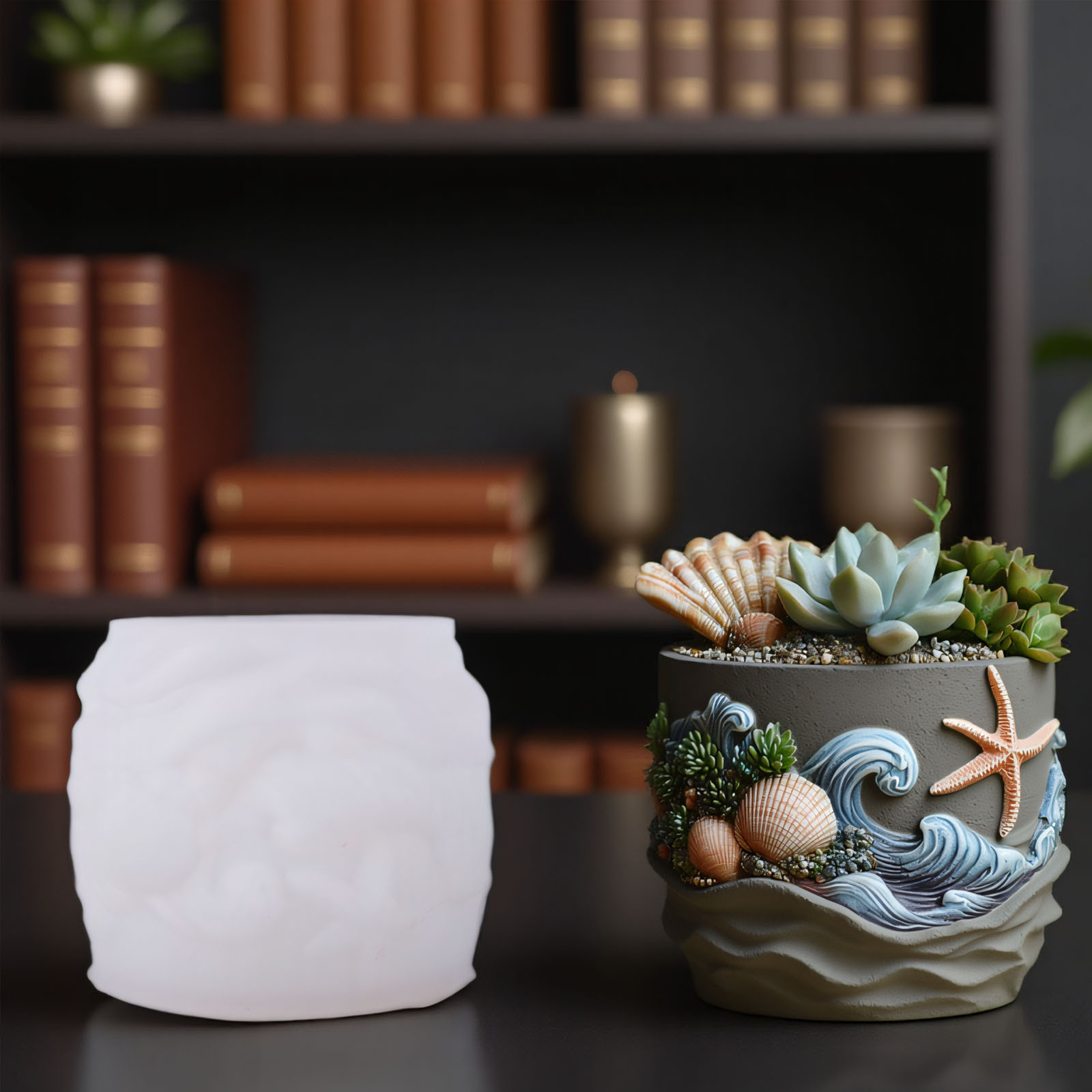 Marine Life Relief Succulent P - огляд і ціна Ceramic Candle Vessel