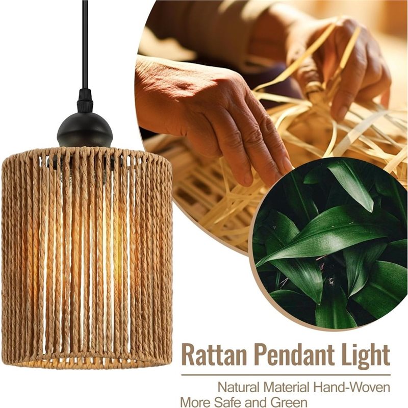 T19C 2 Pack Handwoven Wicker S - огляд і ціна Wicker Pendant Shade