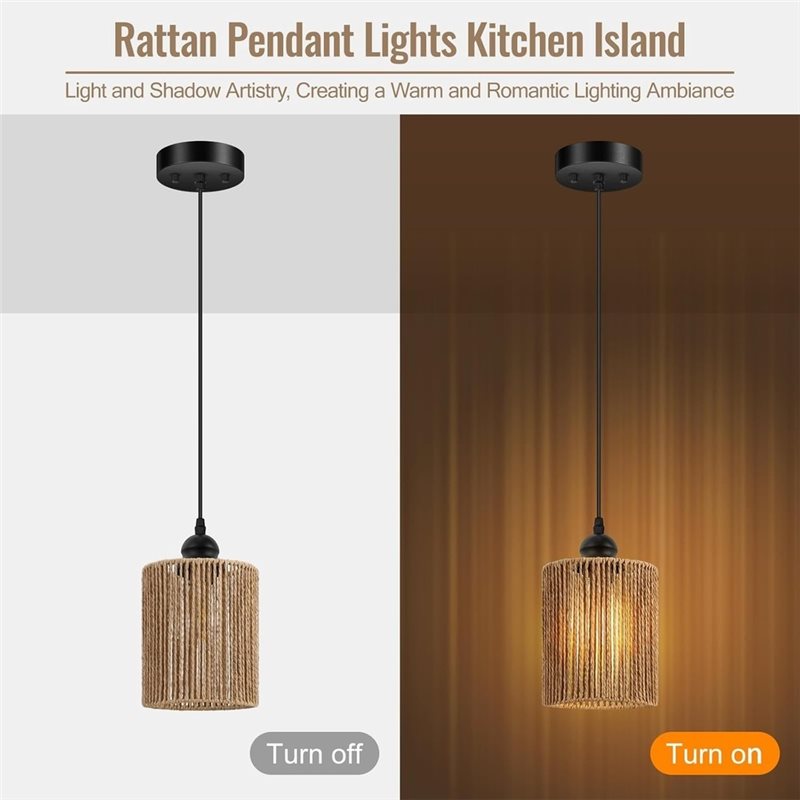 T19C 2 Pack Handwoven Wicker S - огляд і ціна Wicker Pendant Shade