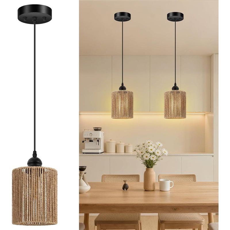 T19C 2 Pack Handwoven Wicker S - огляд і ціна Wicker Pendant Shade