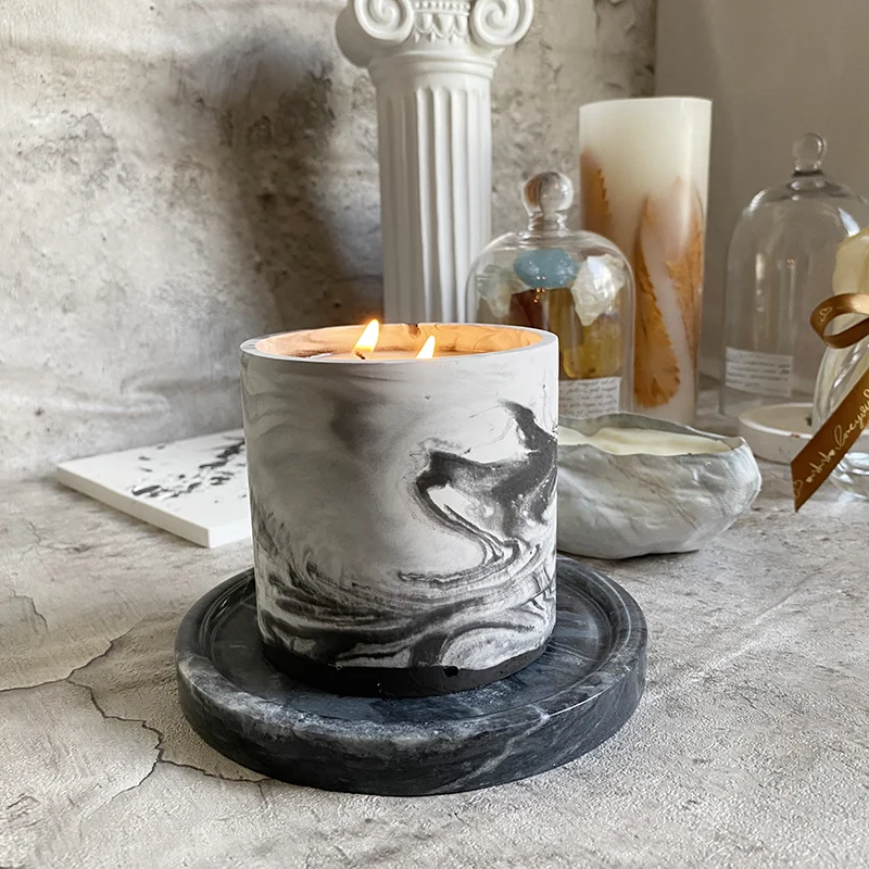 3 Sizes Round Cement Concrete  - огляд і ціна Ceramic Candle Vessel