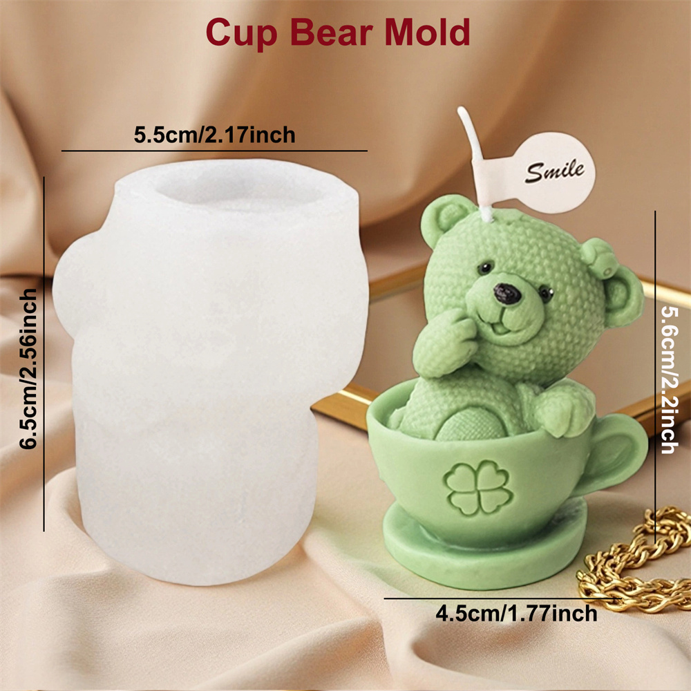 Teddy Bear in Cup Silicone Mol - огляд і ціна Ceramic Candle Vessel