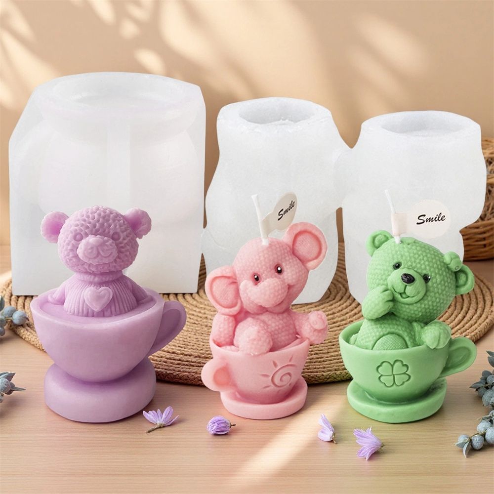 Teddy Bear in Cup Silicone Mol - огляд і ціна Ceramic Candle Vessel